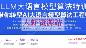 LLM大语言模型算法特训 带你转型AI大语言模型算法工程师